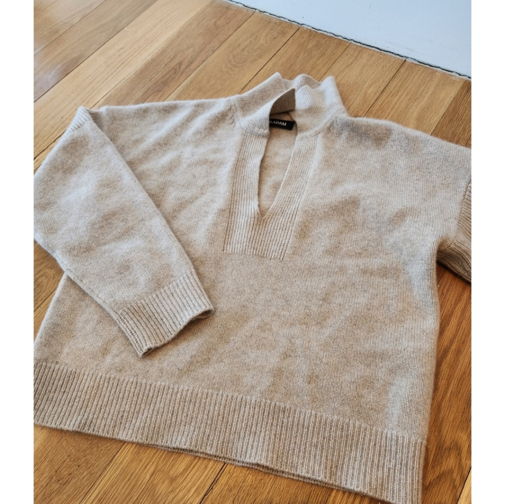 Naadam recycled cashmere open neck polo